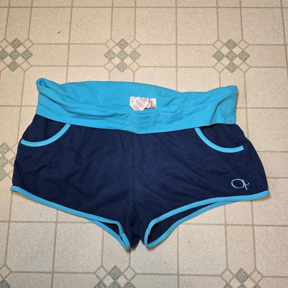 Y2k Ocean Pacfic OP Booty Cheek Shorts Foldover Blue Size Large juniors Althetic